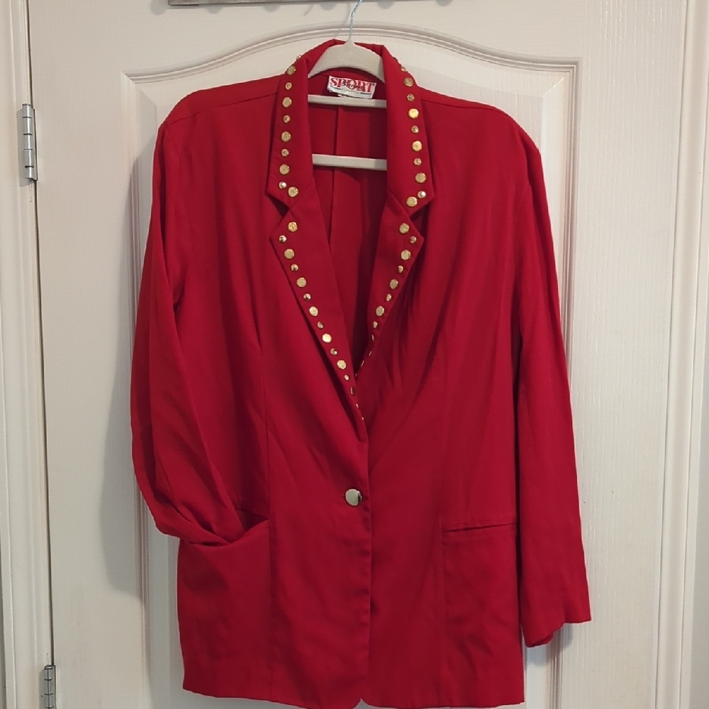 Sigrid Olsen Red Gold Studded Blazer